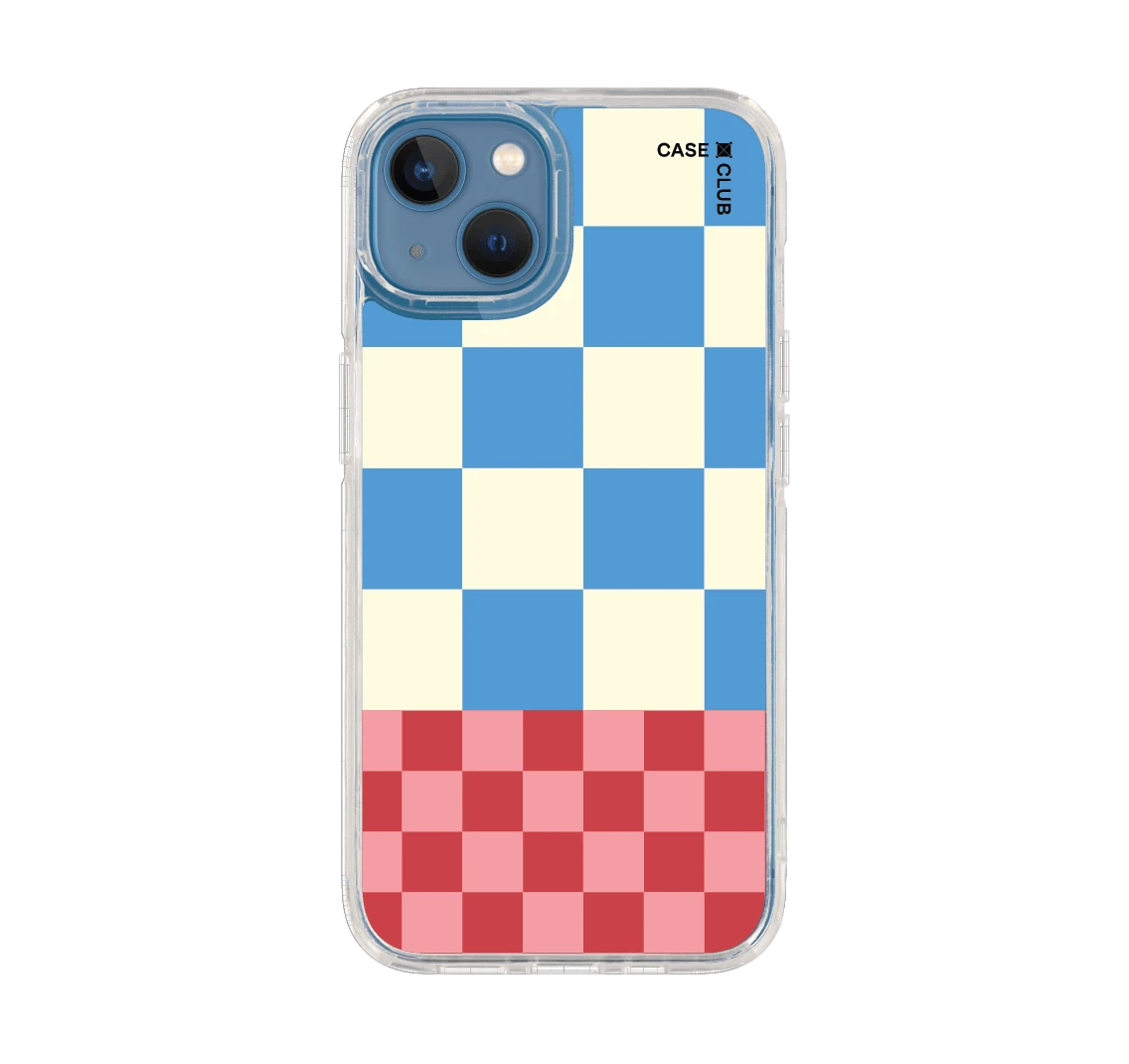 blue & red collage grid pattern